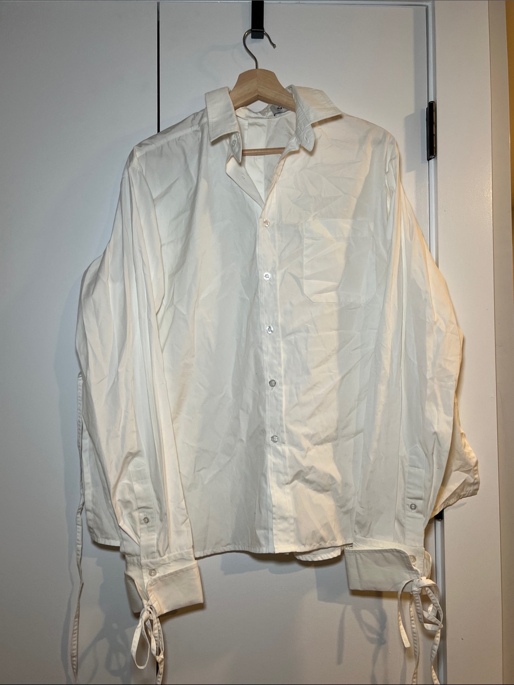 Women’s White Button-Down Shirt with Tie Cuffs